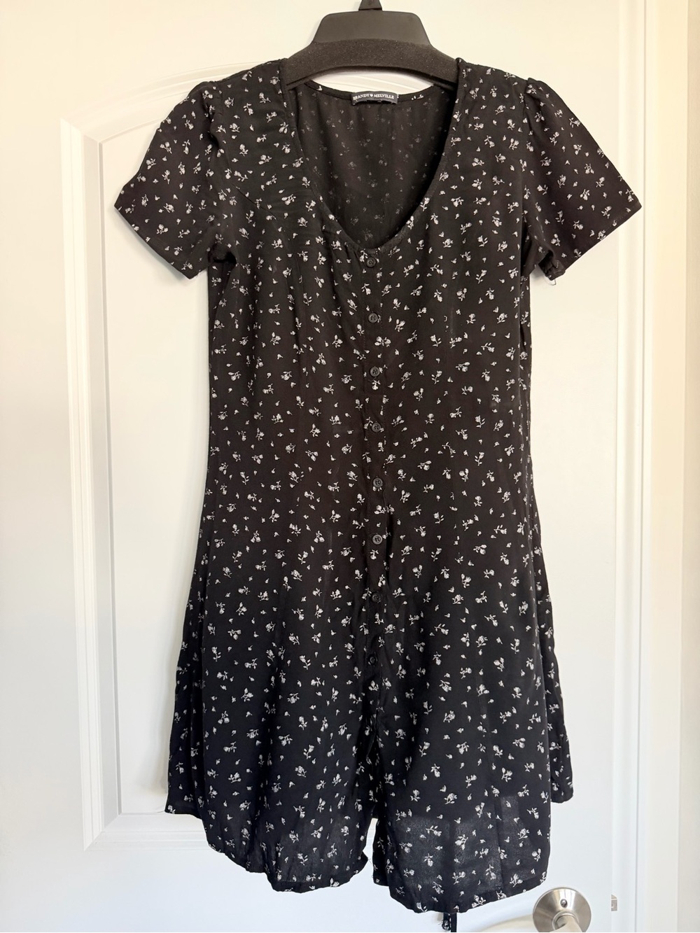 Brandy Melville Black Mini Dress with White Floral Print